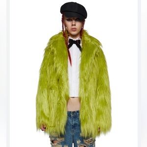 Current Mood Neon Lime Faux Fur Jacket
